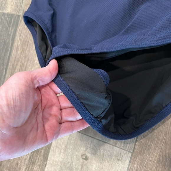 J. Crew Women Navy Blue Rickrack Ruffle Halter Tie Bandeau Swimsuit Sz 10 - Picture 7 of 8